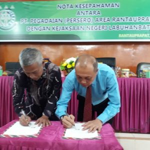 Kejari Labuhanbatu dan PT. Pegadaian (Persero) Area Rantauprapat Melakukan Penandatanganan Nota Kesepahaman (MoU)